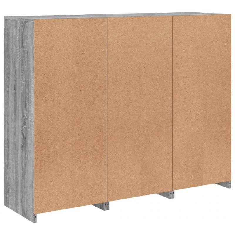 Sideboards mit LED-Leuchten 3 Stk. Grau Sonoma Holzwerkstoff