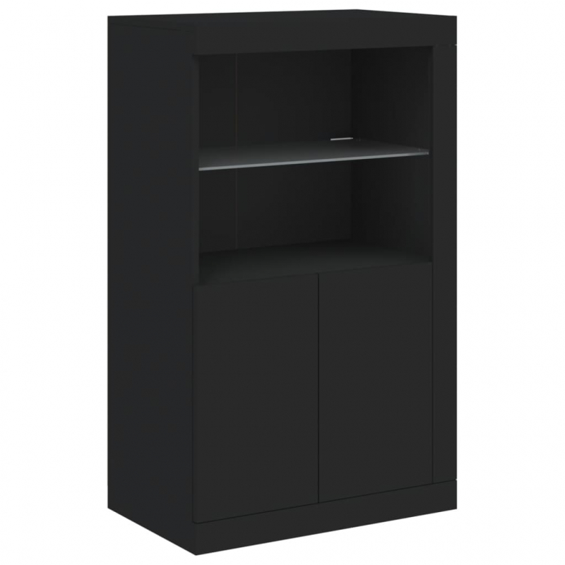 Sideboard mit LED-Leuchten Schwarz 162x37x100 cm