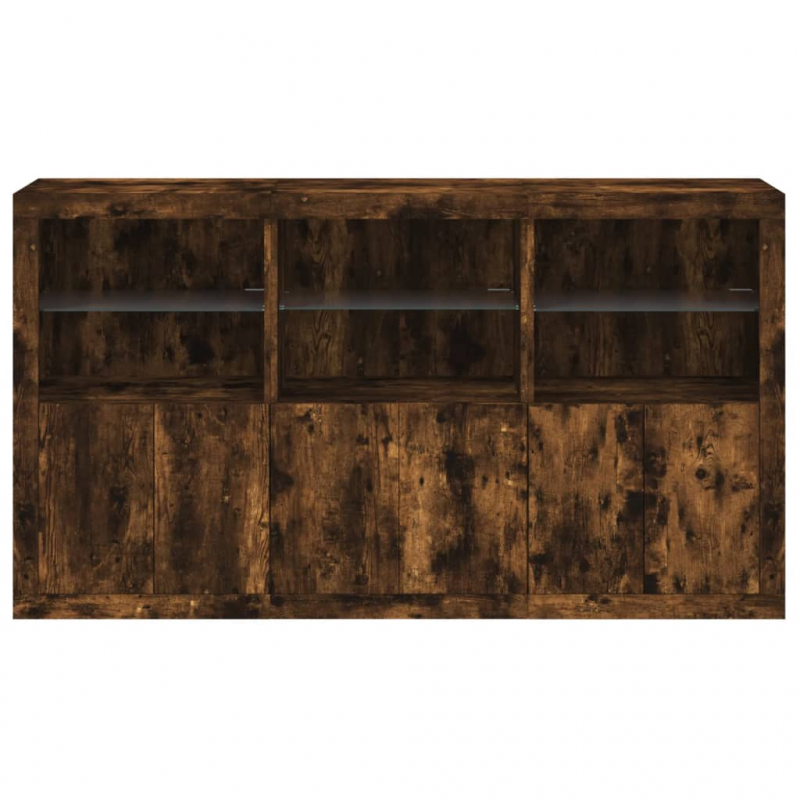 Sideboard mit LED-Leuchten Räuchereiche 181,5x37x100 cm