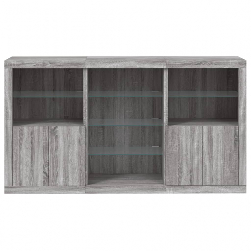 Sideboard mit LED-Leuchten Grau Sonoma 181,5x37x100 cm