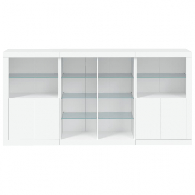 Sideboard mit LED-Leuchten Weiß 202x37x100 cm