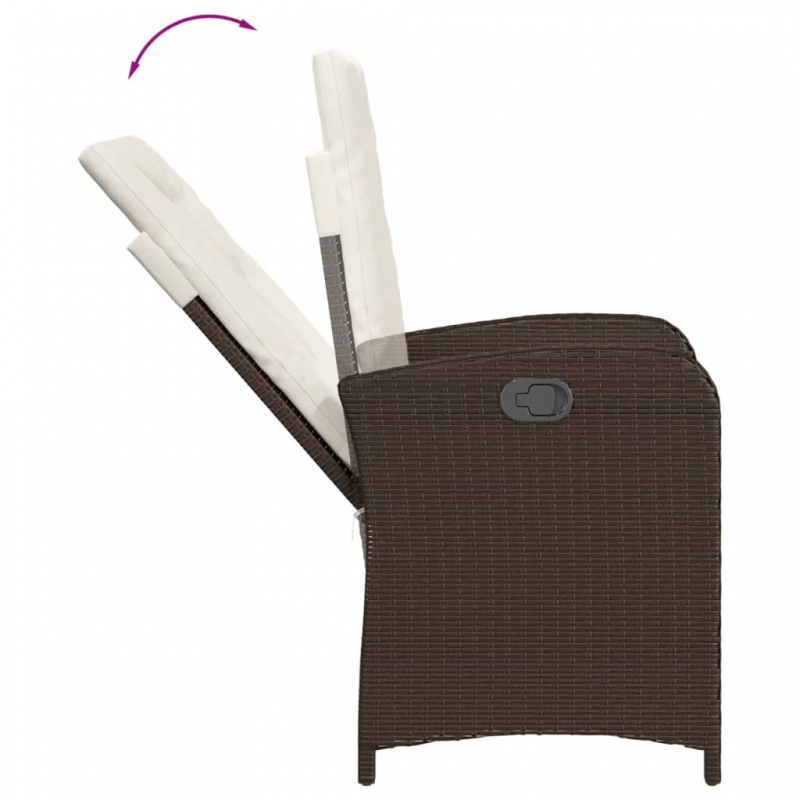 Gartensessel mit Kissen 2 Stk. Verstellbar Braun Poly Rattan