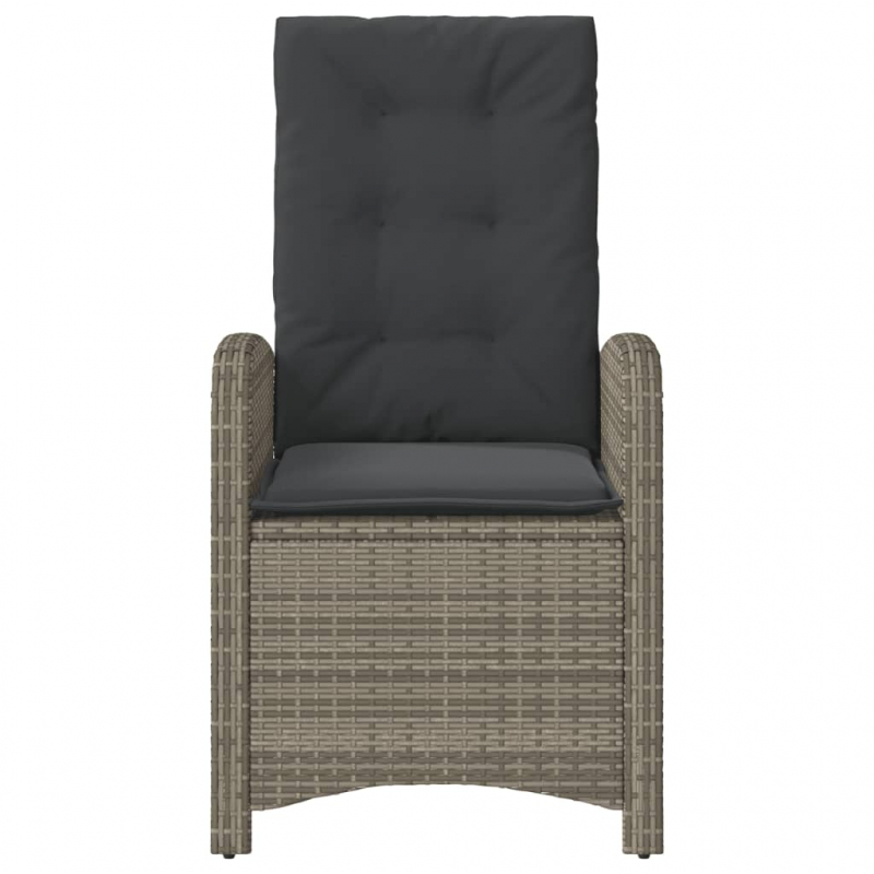 Gartensessel mit Kissen 2 Stk. Verstellbar Grau Poly Rattan