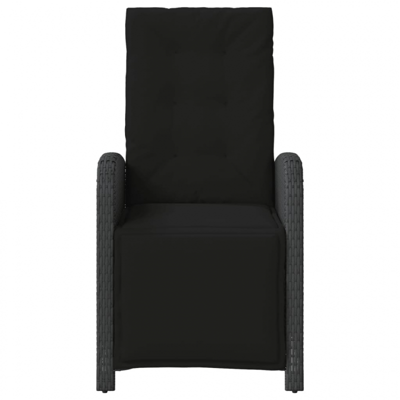 Gartensessel mit Fußteil 2 Stk. Verstellbar Schwarz Poly Rattan