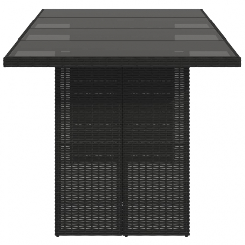 Gartentisch mit Glasplatte Schwarz 190x80x74 cm Poly Rattan
