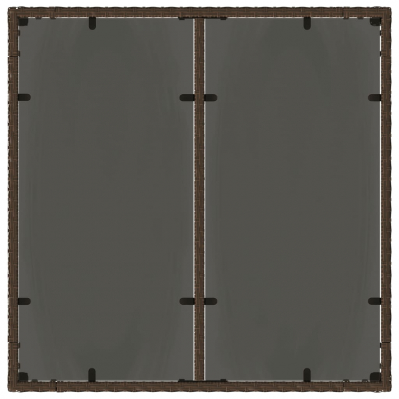 Gartentisch mit Glasplatte Braun 90x90x75 cm Poly Rattan