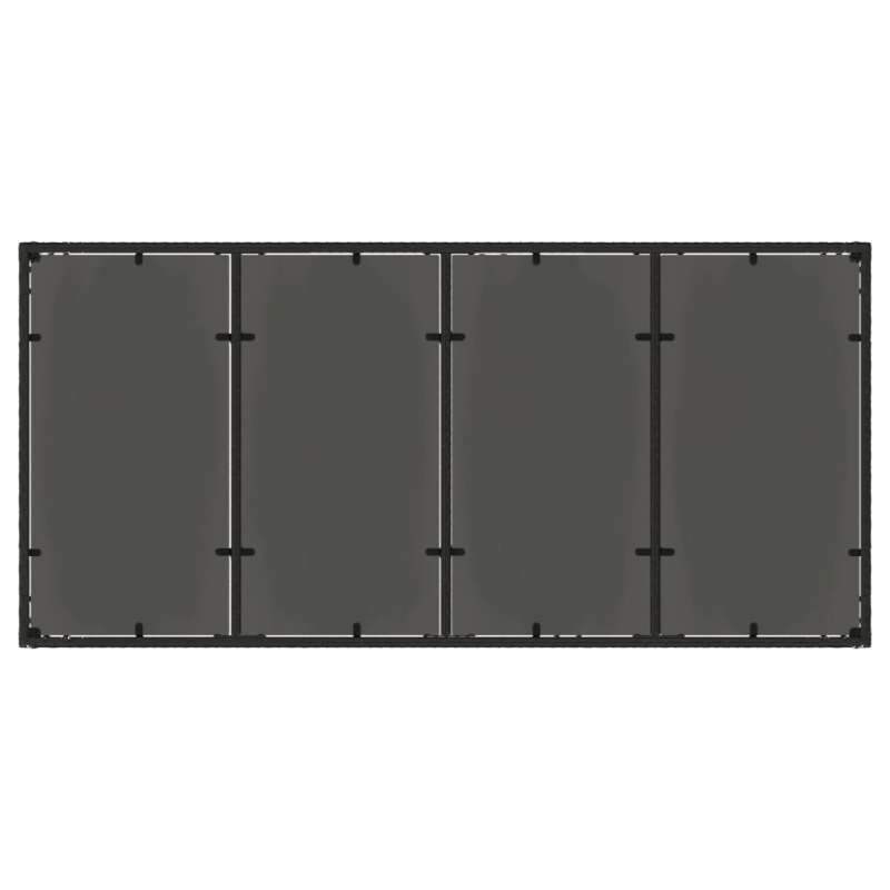 Gartentisch mit Glasplatte Schwarz 190x90x75 cm Poly Rattan