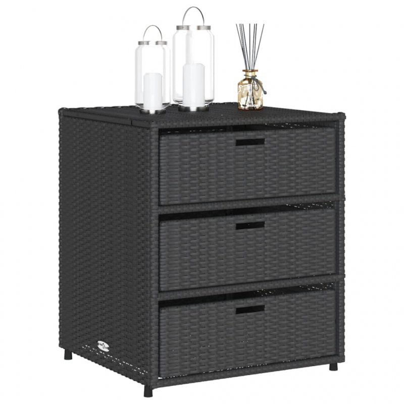 Gartenschrank Schwarz 55x59x69 cm Poly Rattan