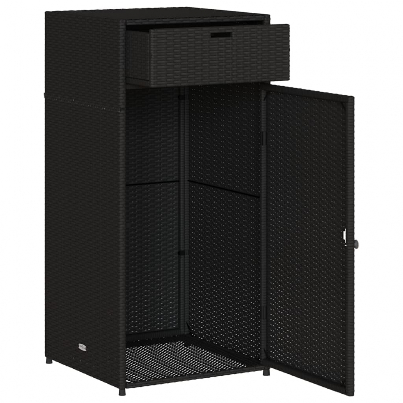 Gartenschrank Schwarz 55x55x111 cm Poly Rattan