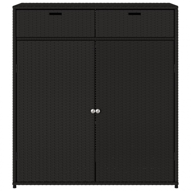 Gartenschrank Schwarz 105x55x113 cm Poly Rattan