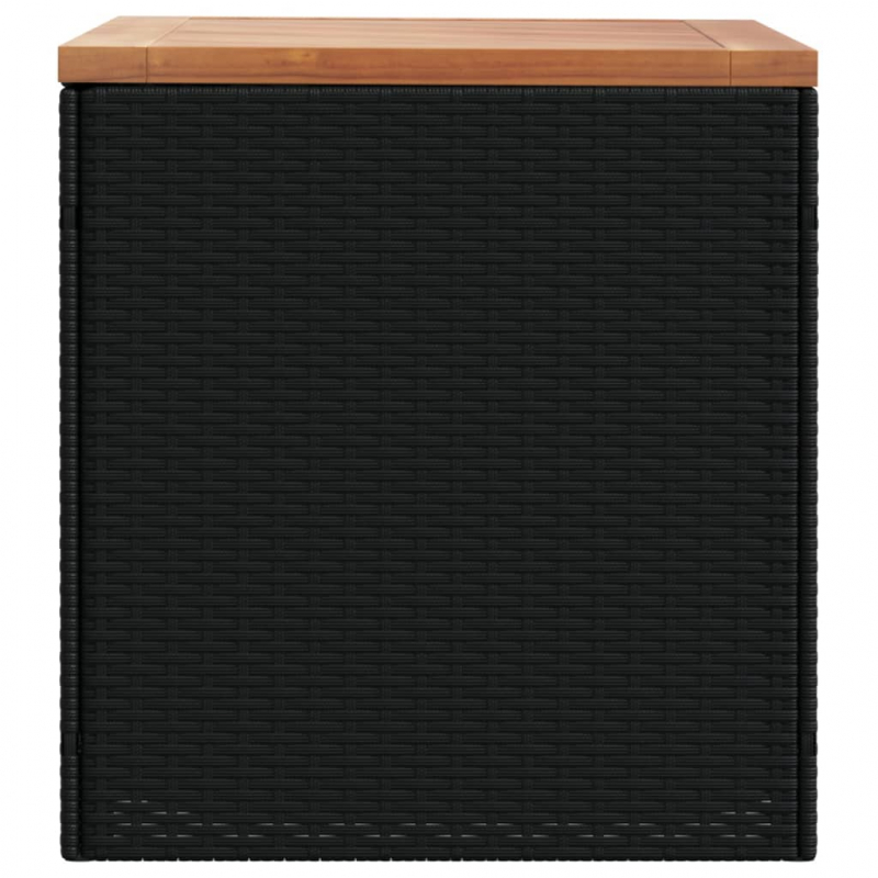 Gartentruhe Schwarz 110x50x54 cm Poly Rattan Akazienholz