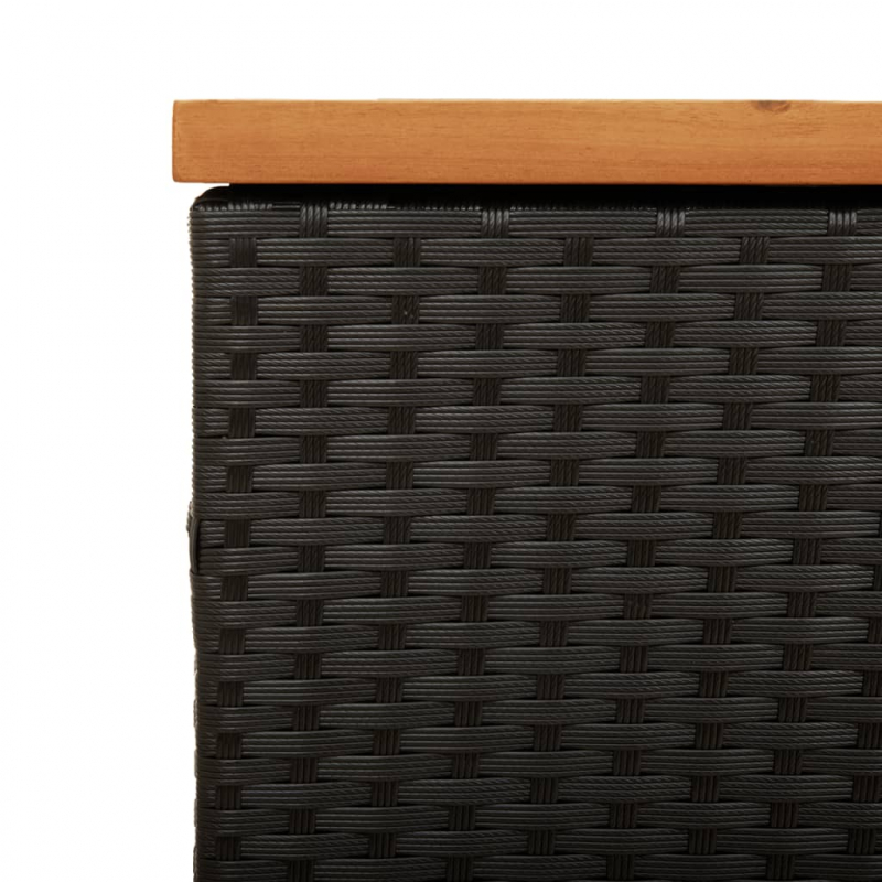 Gartentruhe Schwarz 110x50x54 cm Poly Rattan Akazienholz