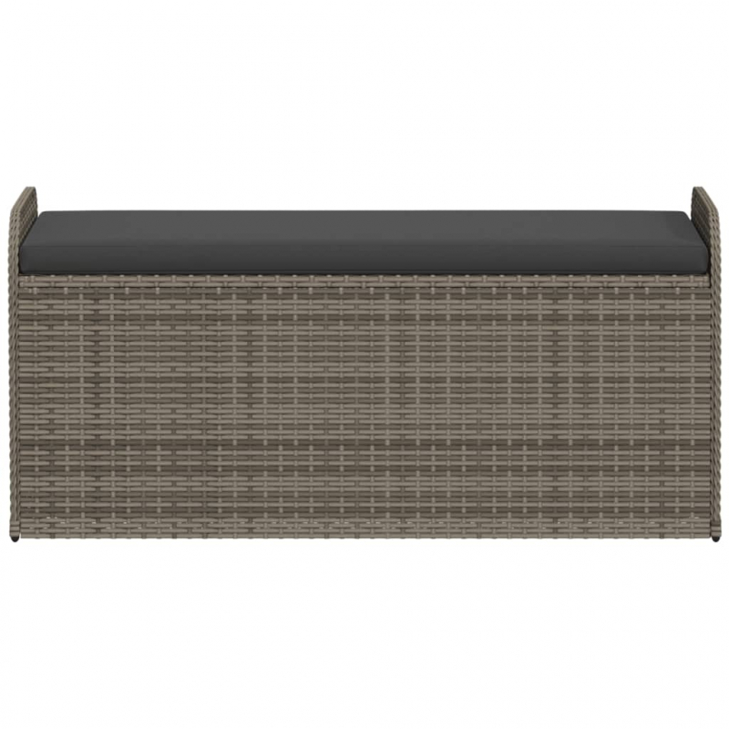 Sitzbank mit Stauraum & Kissen Grau 115x51x52 cm Poly Rattan