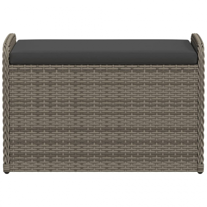 Sitzbank mit Stauraum & Kissen Grau 80x51x52 cm Poly Rattan