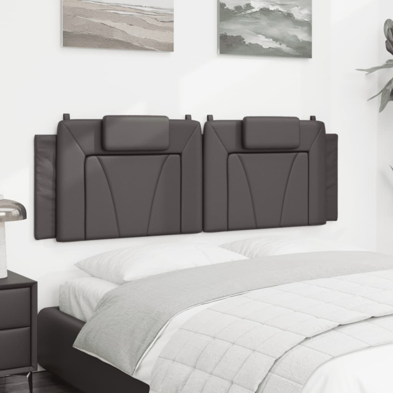 Kopfteil-Kissen Grau 160 cm Kunstleder