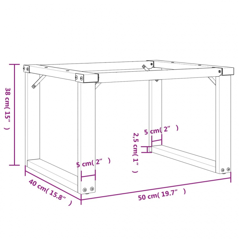 Couchtischbeine O-Gestell 50x40x38 cm Stahl