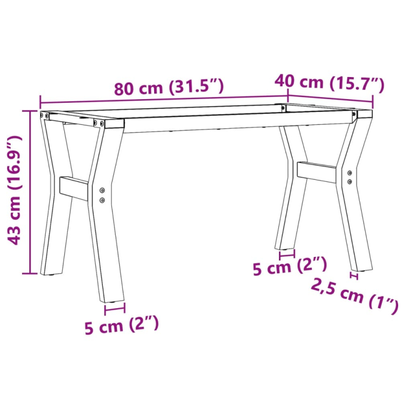 Couchtisch-Gestell in Y-Form 80x40x43 cm Stahl