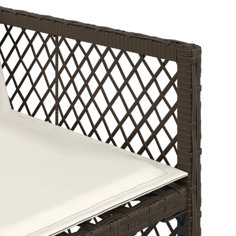 11-tlg. Garten-Essgruppe mit Kissen Braun Poly Rattan