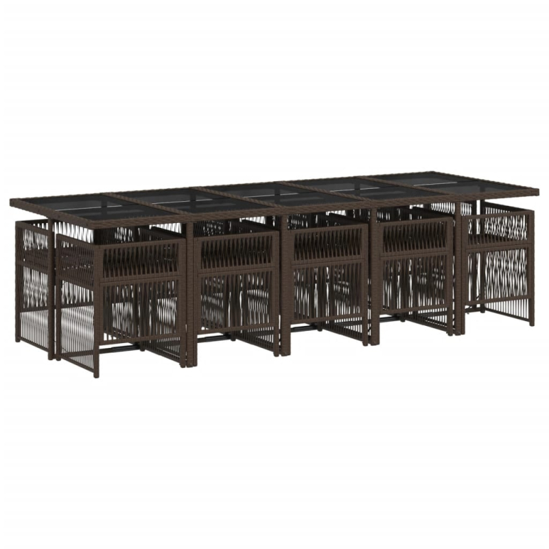 11-tlg. Garten-Essgruppe mit Kissen Braun Poly Rattan