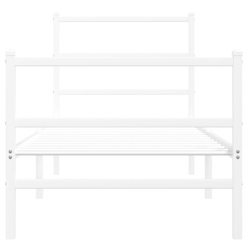 Bettgestell mit Kopf- und Fußteil Metall Weiß 80x200 cm