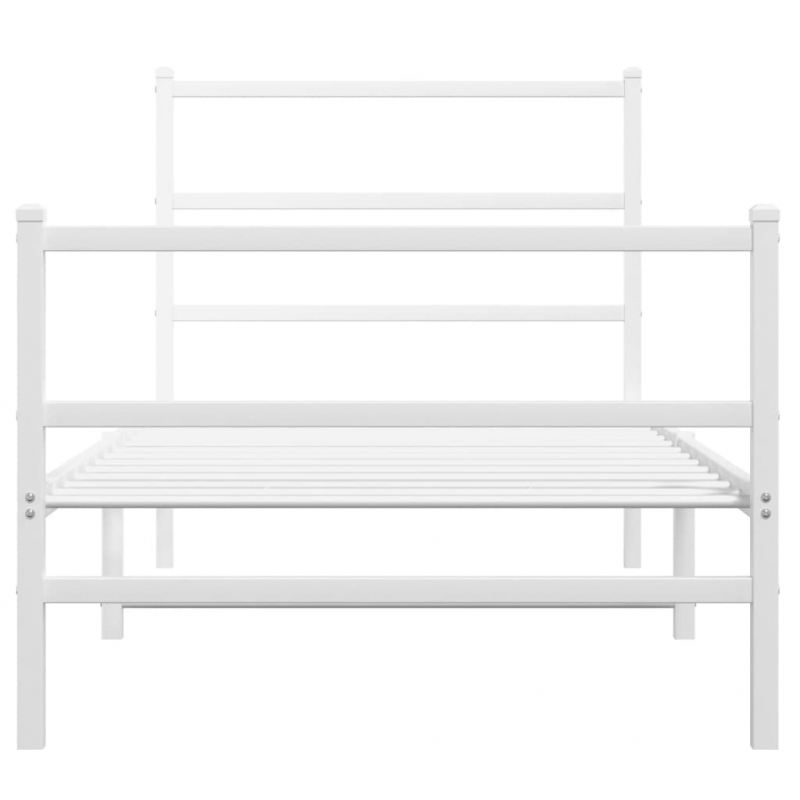 Bettgestell mit Kopf- und Fußteil Metall Weiß 90x190 cm