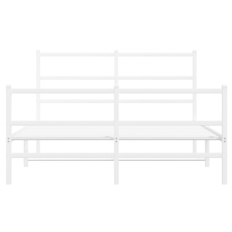 Bettgestell mit Kopf- und Fußteil Metall Weiß 140x190 cm