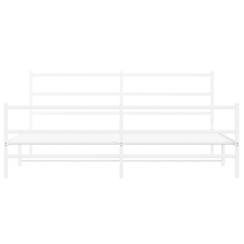 Bettgestell mit Kopf- und Fußteil Metall Weiß 200x200 cm
