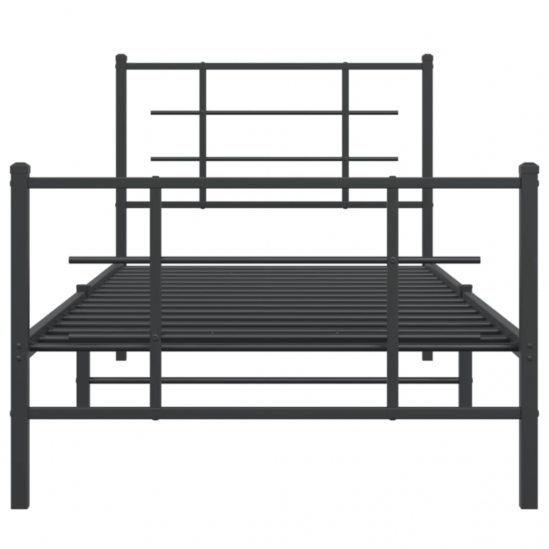 Bettgestell mit Kopf- und Fußteil Metall Schwarz 90x200 cm