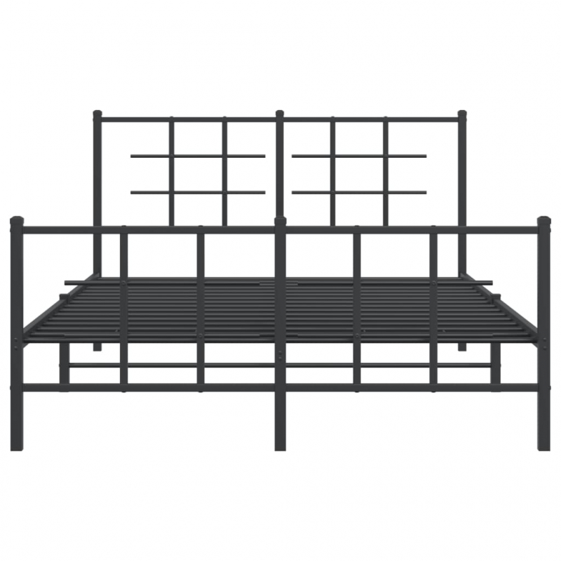 Bettgestell mit Kopf- und Fußteil Metall Schwarz 135x190 cm