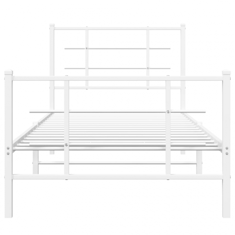 Bettgestell mit Kopf- und Fußteil Metall Weiß 90x190 cm