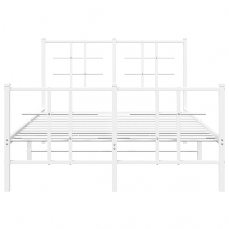 Bettgestell mit Kopf- und Fußteil Metall Weiß 120x200 cm