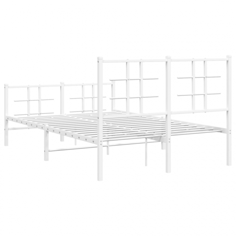 Bettgestell mit Kopf- und Fußteil Metall Weiß 120x200 cm