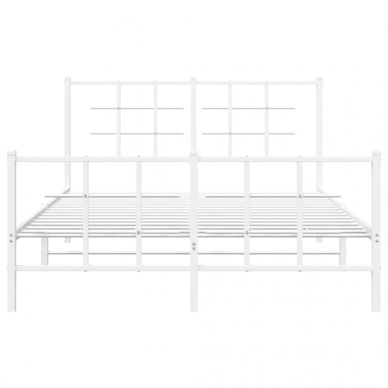 Bettgestell mit Kopf- und Fußteil Metall Weiß 140x200 cm