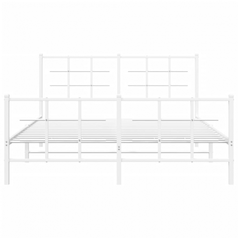 Bettgestell mit Kopf- und Fußteil Metall Weiß 150x200 cm