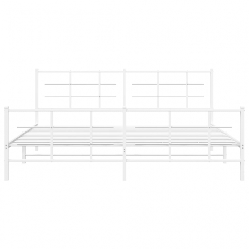 Bettgestell mit Kopf- und Fußteil Metall Weiß 193x203 cm