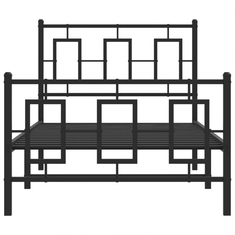 Bettgestell mit Kopf- und Fußteil Metall Schwarz 90x200 cm