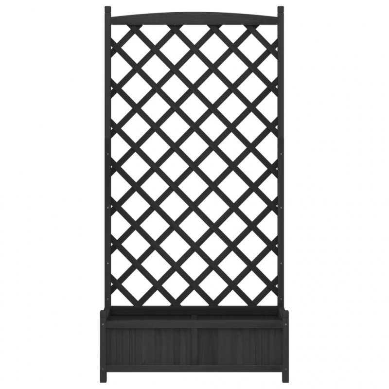 Pflanzkübel mit Spalier Schwarz Massivholz Tanne