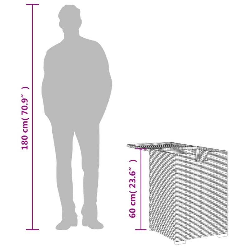 Propan-Tank-Verstecktisch Schwarz 40x40x60 cm Poly Rattan