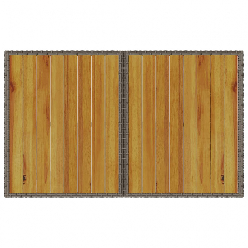 Gartentisch mit Holzplatte Grau 110x68x70 cm Poly Rattan