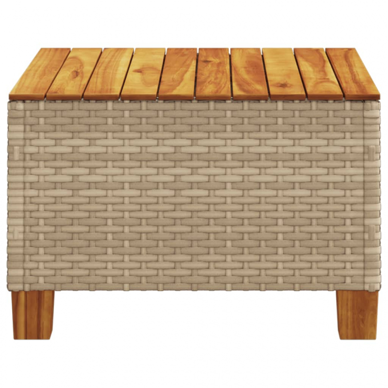Gartentisch Beige 55x55x36 cm Poly Rattan Akazienholz
