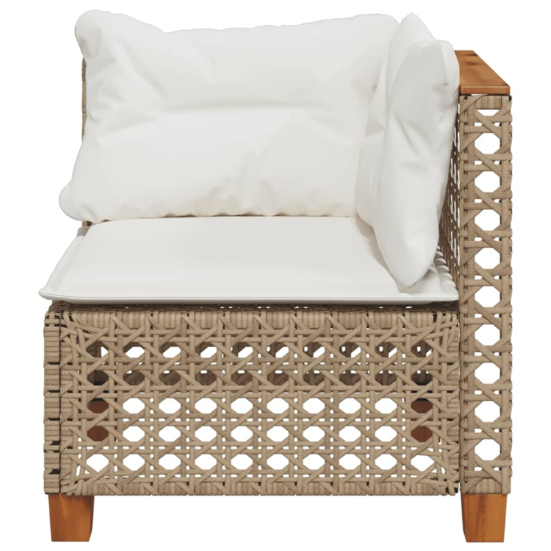 Garten-Ecksofa mit Kissen Beige Poly Rattan