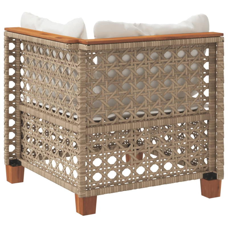 Garten-Ecksofa mit Kissen Beige Poly Rattan