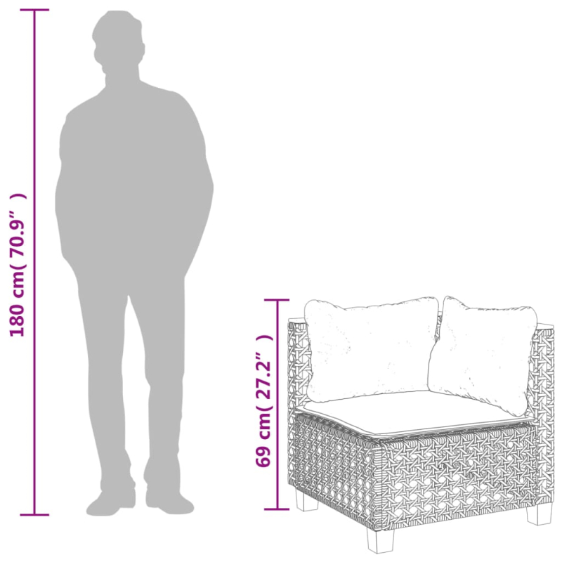 Garten-Ecksofa mit Kissen Beige Poly Rattan