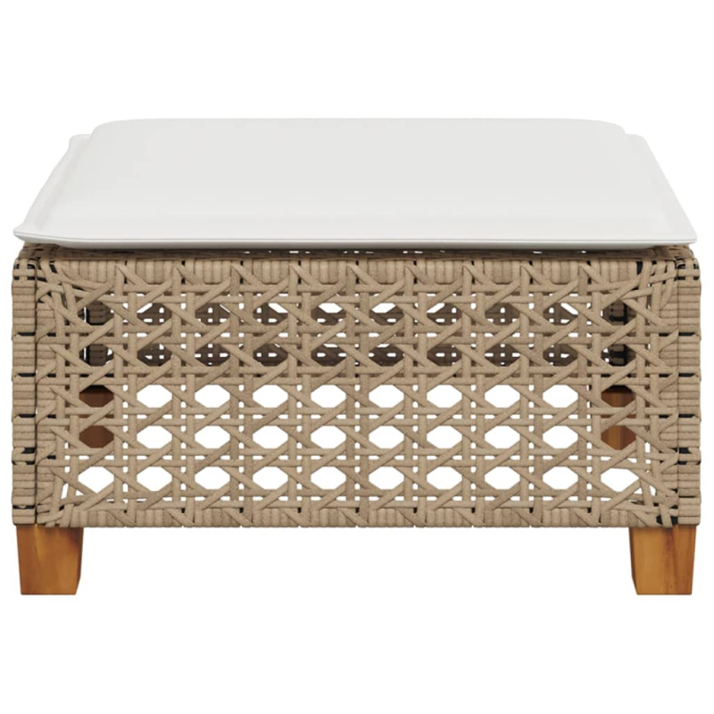 Gartenhocker mit Kissen Beige 63,5x56x32 cm Poly Rattan