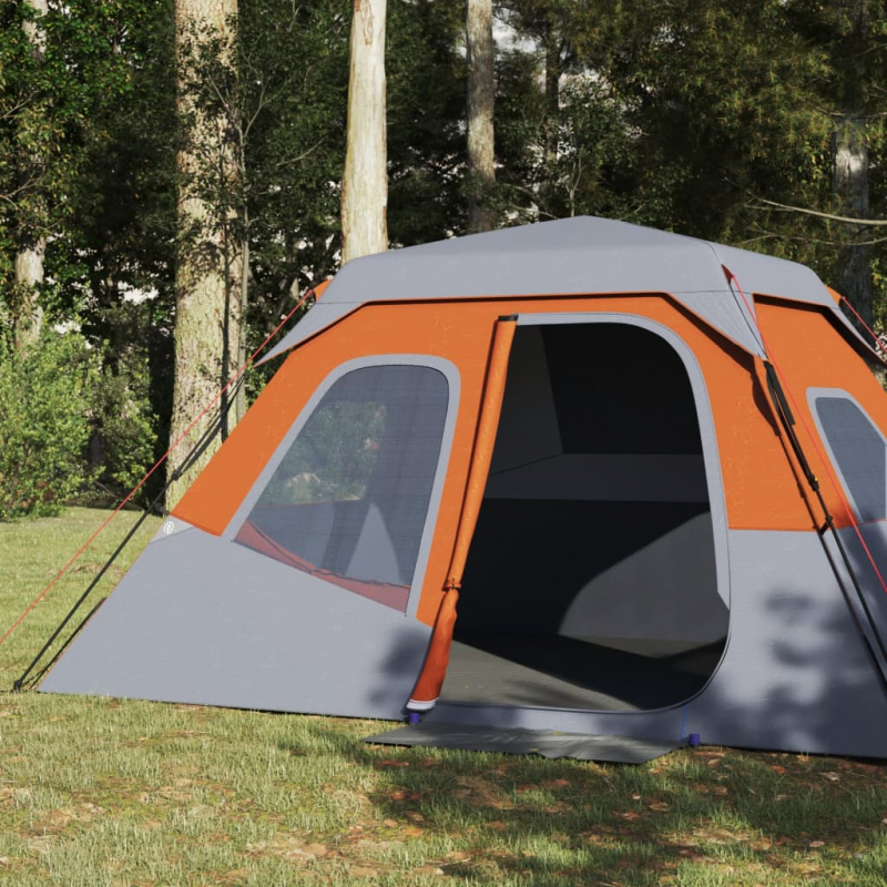 Familienzelt 6 Personen Grau Orange Quick Release Wasserdicht