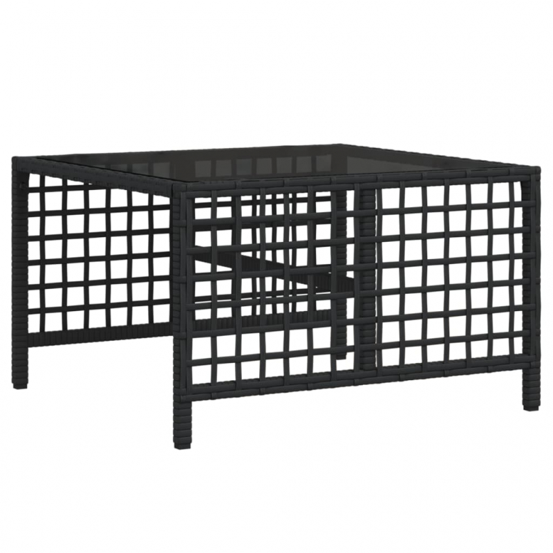 3-tlg. Garten-Ecksofa-Set mit Kissen Schwarz Poly Rattan