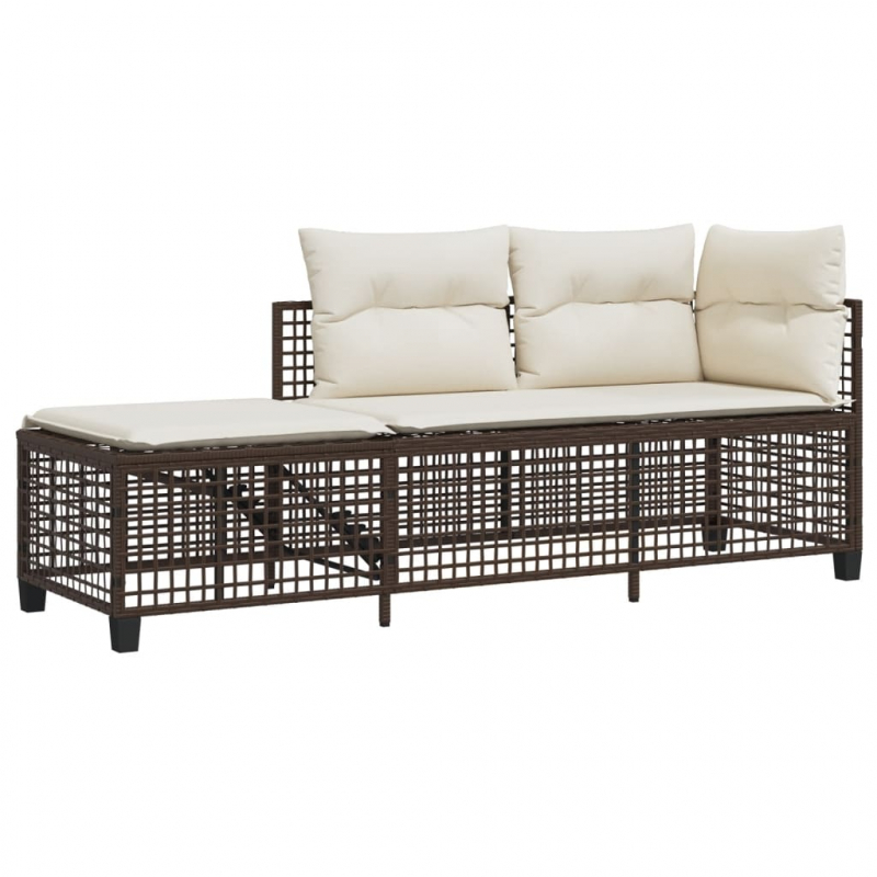 3-tlg. Garten-Ecksofa-Set mit Kissen Braun Poly Rattan