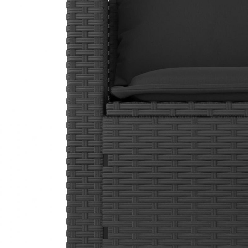3-tlg. Garten-Sofagarnitur mit Kissen Schwarz Poly Rattan