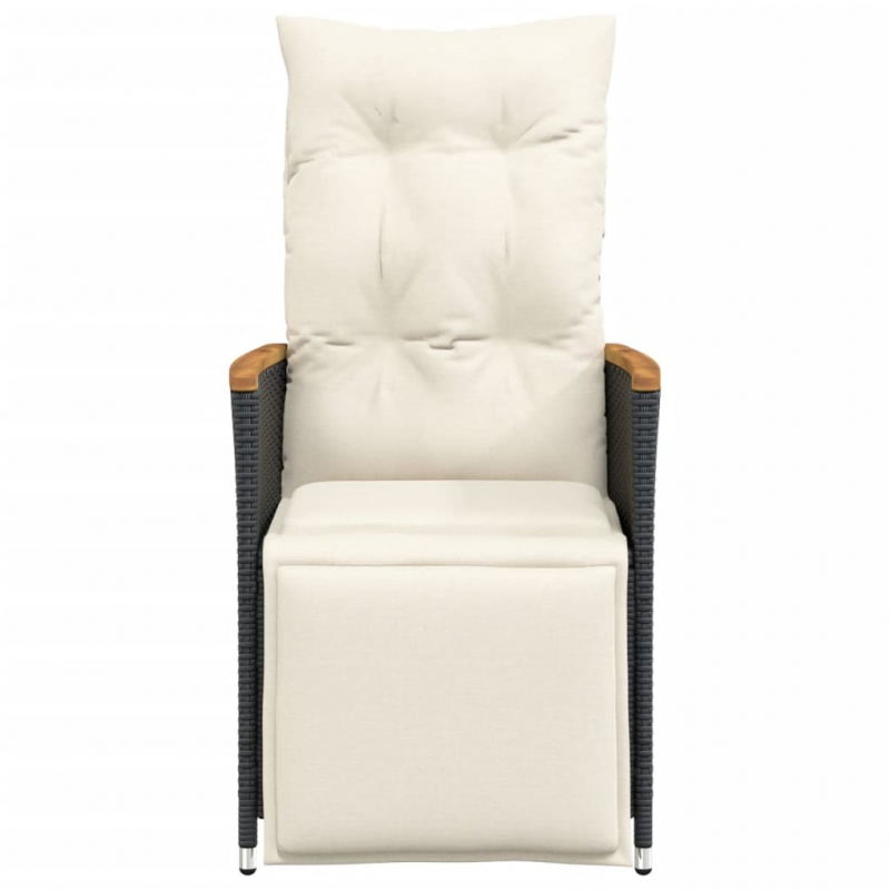 Gartensessel mit Kissen 2 Stk. Verstellbar Schwarz Poly Rattan