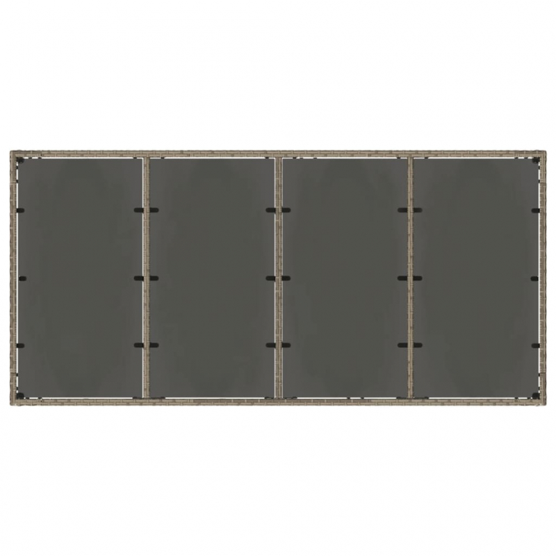 Gartentisch mit Glasplatte Grau 190x90x75 cm Poly Rattan